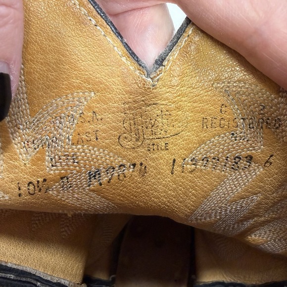 Justin Mens Full Quill Ostrich Western Cowboy Boots Black Brown Square Toe 10.5B - Picture 9 of 13